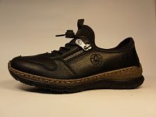 Rieker (п/бот.жен. черные. шнурки, лето)